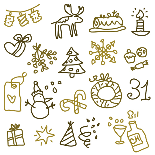 500x500 Cute Xmas Icons Mix Vector Graphics Free Download