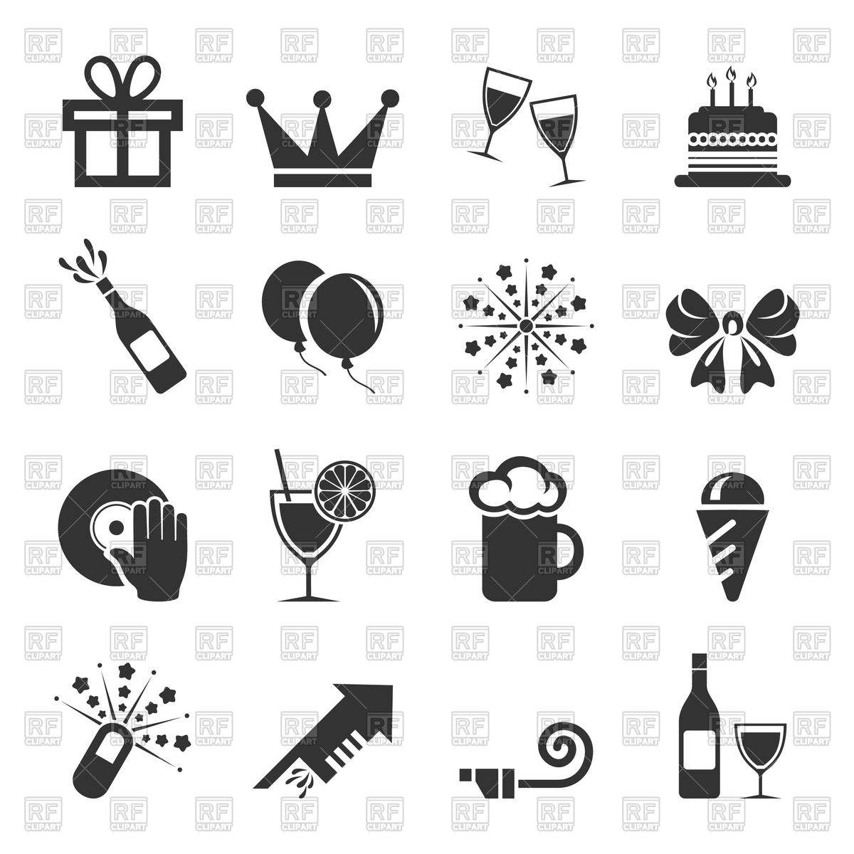 1200x1200 Set Of Holiday Icons Vector Image Of Icons And Emblems