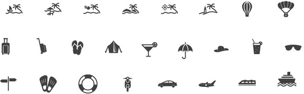 600x186 Travel And Holiday Icons Free Vector In Adobe Illustrator