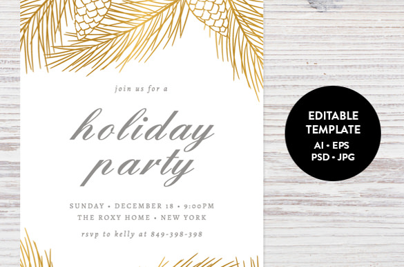 585x386 Holiday Invitation Template Vector Pdf Format