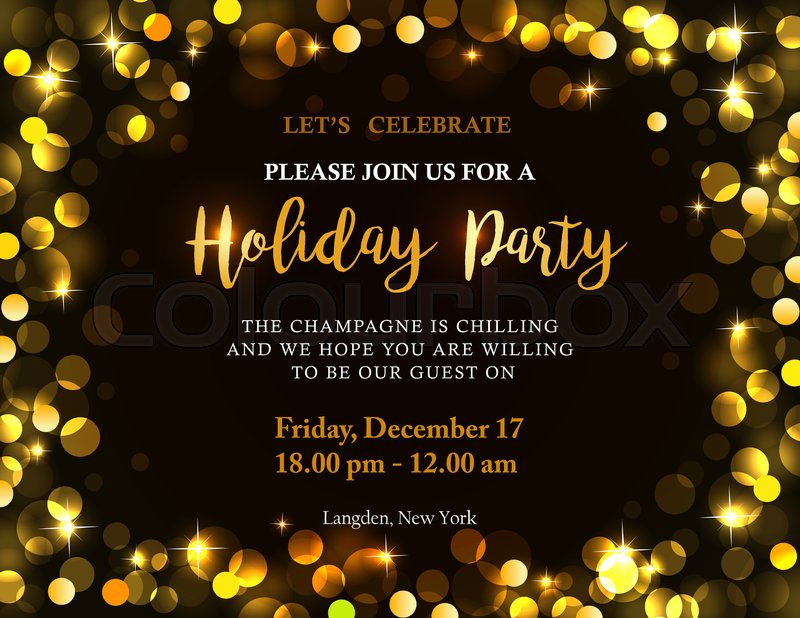 800x618 Holiday Party Invitation With Back Stock Vector Colourbox