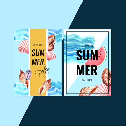 490x490 Summer Invitation Card Design Holiday Party On The Beach Sea