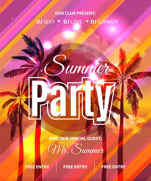 500x600 Summer Holiday Party Flyer With Tropical Palm Vector Free Download