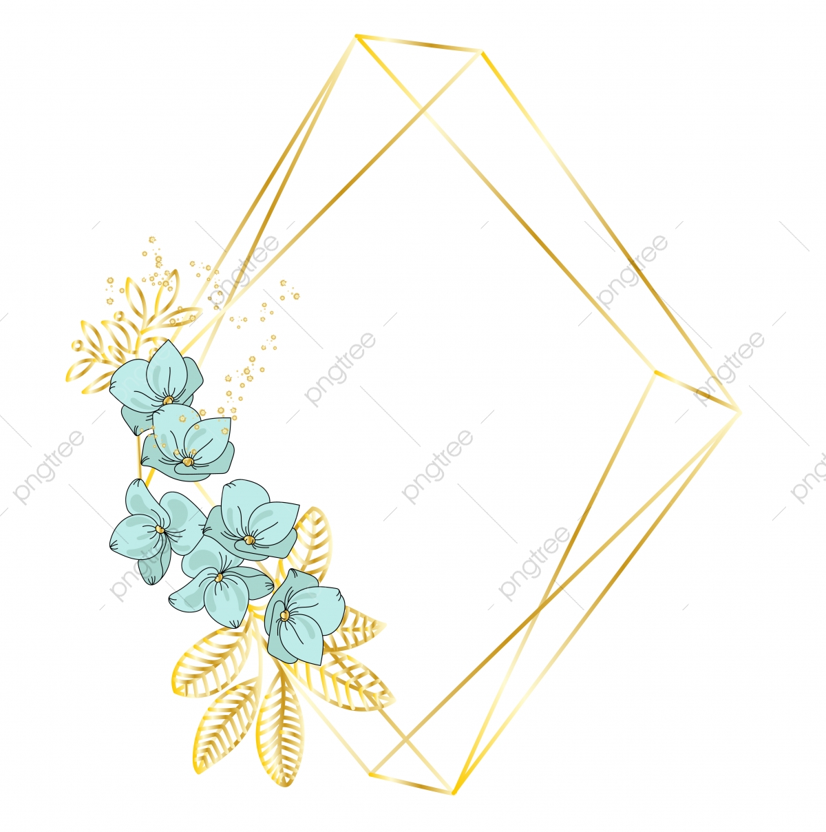 1200x1208 Wedding Birthday Holiday Party Gold Floral Frame Geometric Flowers
