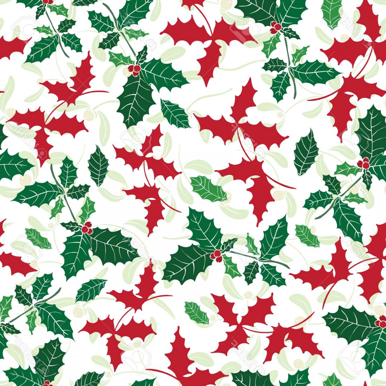 Photostock Vector Vector Holly Berry Green Red Holiday Seamless 1560x1560 Photostock Vector Vector Holly Berry Green Red Holiday Seamless