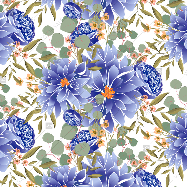 Seamless Navy Blue Floral Pattern Vector Background Of Watercolor 600x600 Seamless Navy Blue Floral Pattern Vector Background Of Watercolor