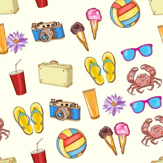 Beach Summer Holiday Pattern Seamless Vector Free Download 539x539 Beach Summer Holiday Pattern Seamless Vector Free Download
