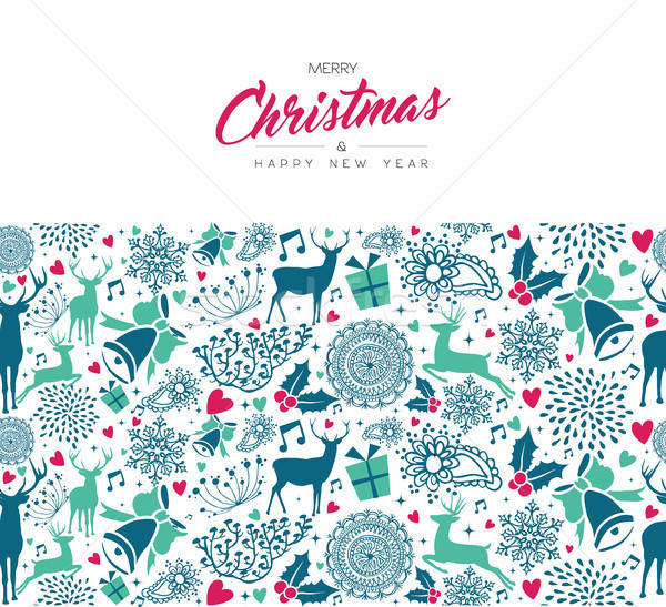 Christmas And New Year Holiday Pattern Card Vector Illustration 600x547 Christmas And New Year Holiday Pattern Card Vector Illustration