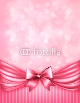 313x400 Holiday Pink Background With Gift Glossy Bow And Ribbon Vector