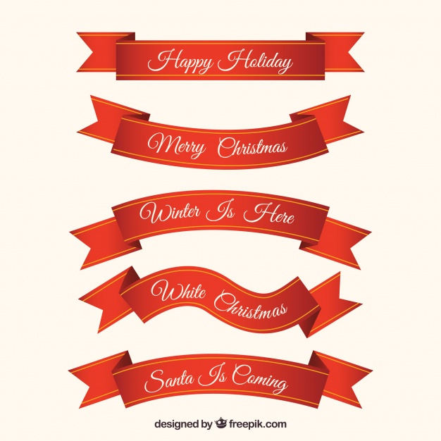 626x626 Pack Of Red Christmas Ribbons Vector Free Download
