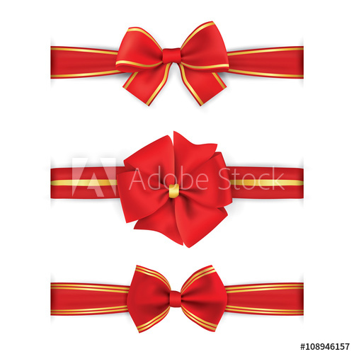 500x500 Red Gold Bow And Ribbon Vector Holiday Illustration Decoration