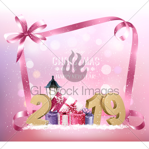 500x500 Christmas Holiday Background With And Pink Ribbon V Gl