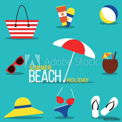 500x500 Summer Beach Holiday Vector Illustration Set For Beach Rest