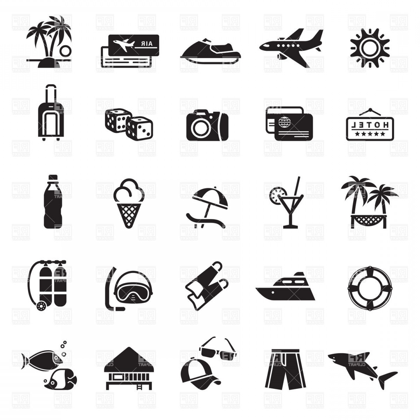 1440x1440 Vacation Travel And Summer Holiday Icons Vector Clipart Soidergi