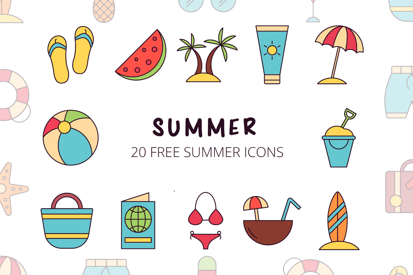 1440x960 Summer Vector Free Icon Set