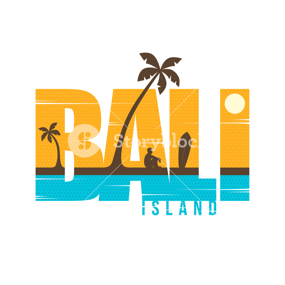 1000x1000 Bali Island Summer Holidays Beach Sign Symbol Vector Art Royalty