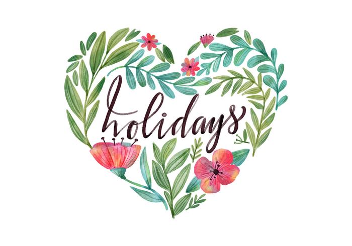 700x490 Holiday Watercolor Flowers And Leaves Vector