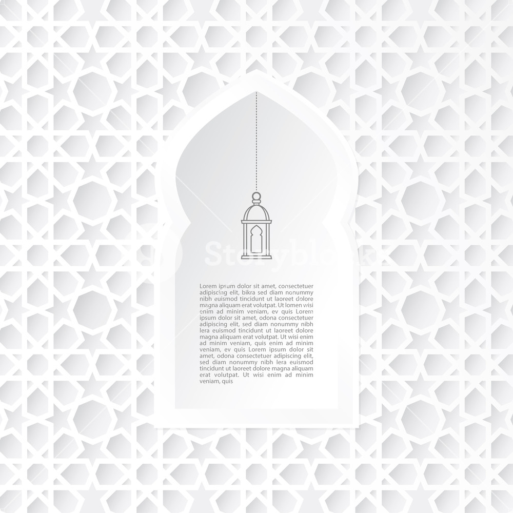 1000x1000 Ornamental Mosque Window With Hanging Lantern Icon Ramadan Card