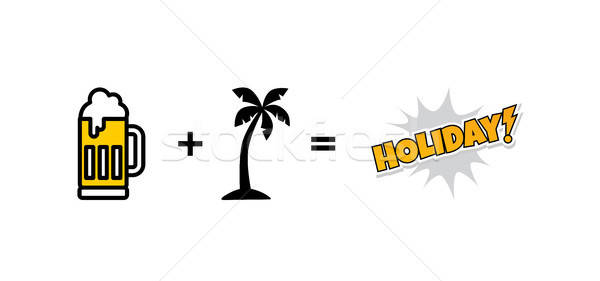 600x281 Cold Glass Of Beer Beach Holiday Vector Vector Illustration