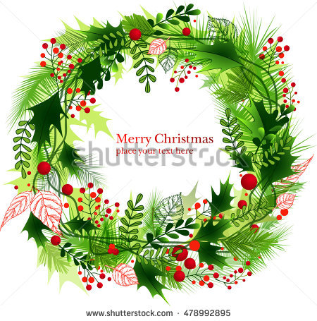 450x455 Evergreen Wreath Clipart