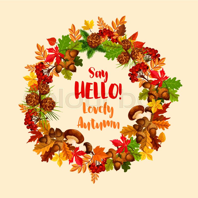 800x800 Hello Autumn Seasonal Holiday Greeting Stock Vector Colourbox