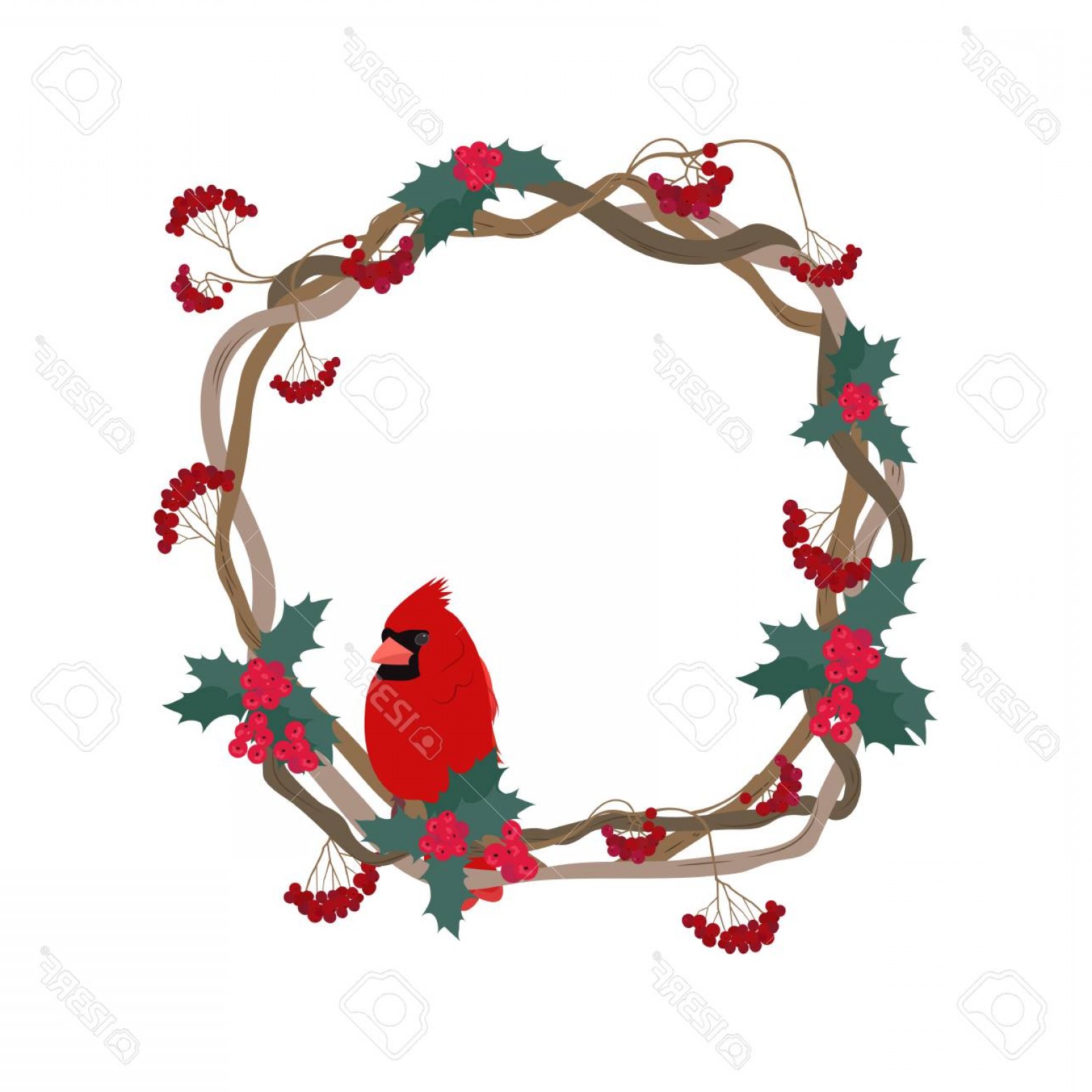 1560x1560 Photostock Vector Christmas Vector Illustration With A Wreath