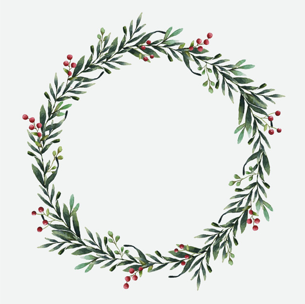 626x625 Round Christmas Wreath Vector Watercolor Style Vector Free Download