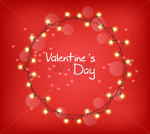 623x558 Valentine Day Glowing Lights Wreath Vector Realistic Colorful