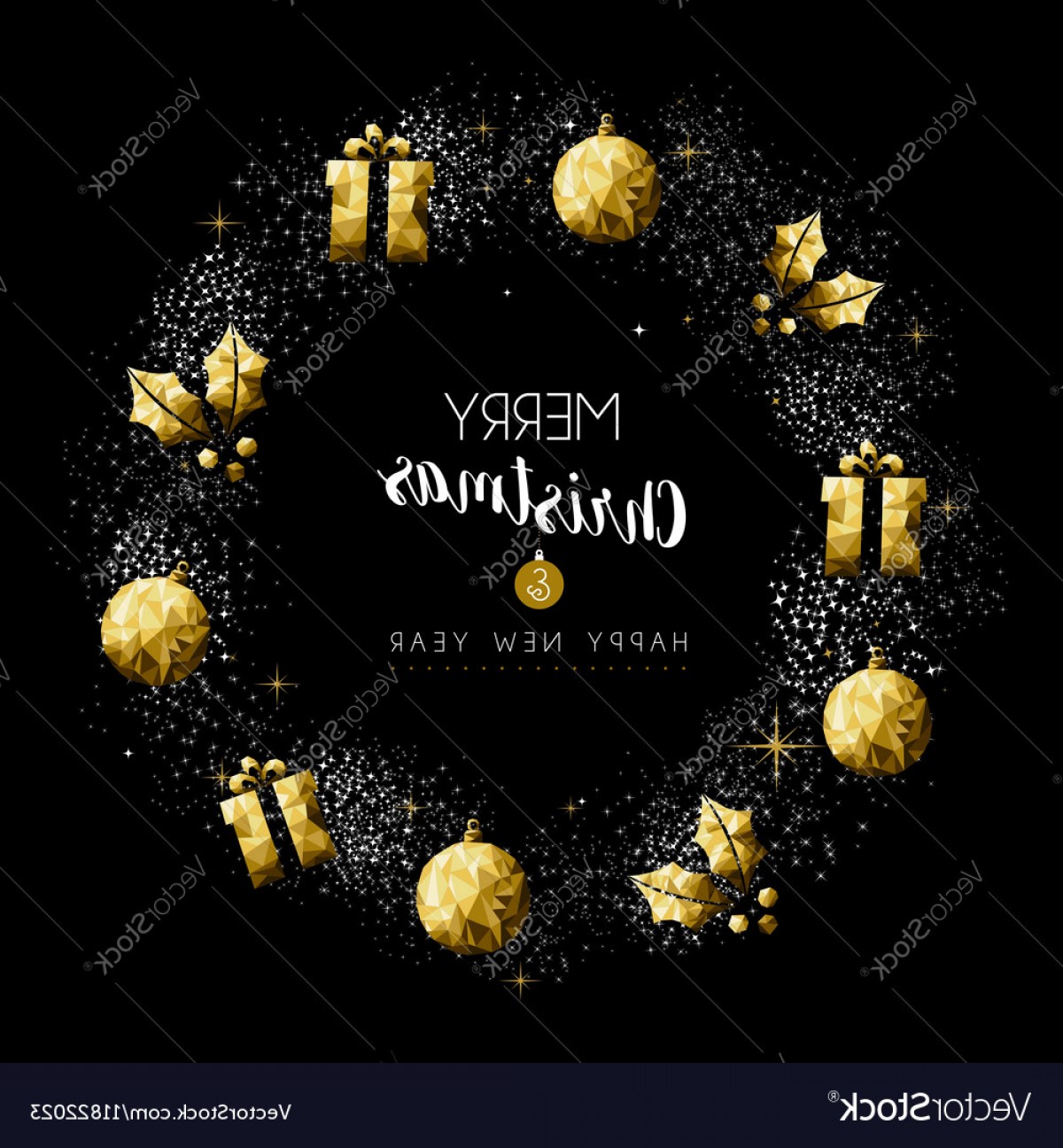 1200x1296 Christmas And New Year Gold Holiday Wreath Vector Handandbeak