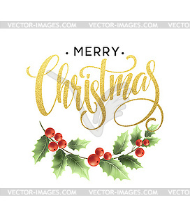272x300 Merry Christmas Lettering With Holly Berry
