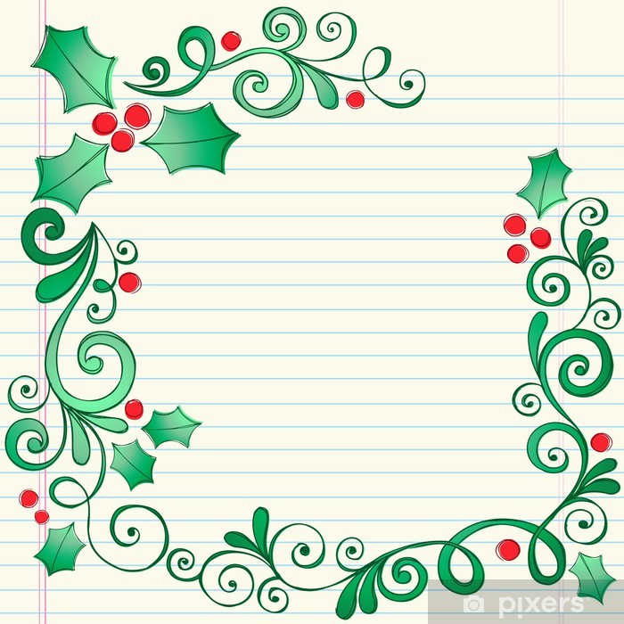 700x700 Christmas Holly Berry And Leaves Border Vector Design Wall Mural
