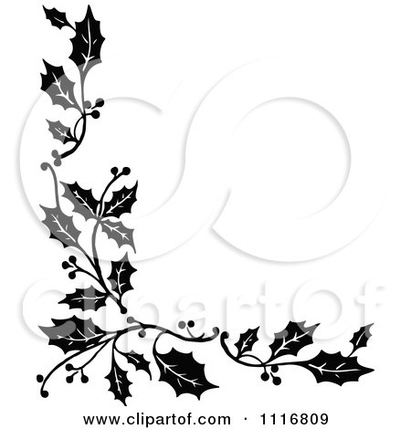 450x470 Clipart Retro Vintage Black And White Corner Border Of Christmas