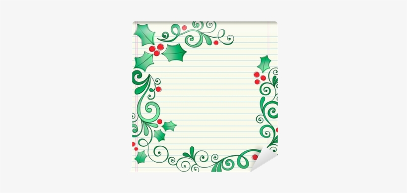 820x389 Christmas Holly Berry And Leaves Border Vector Design