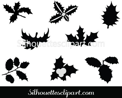 500x400 Holly Leaf Silhouette Clip Art Pack Cricut Silhouette Diy