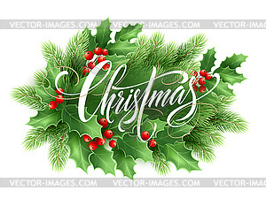 300x224 Christmas Lettering In Holly Tree Wreath