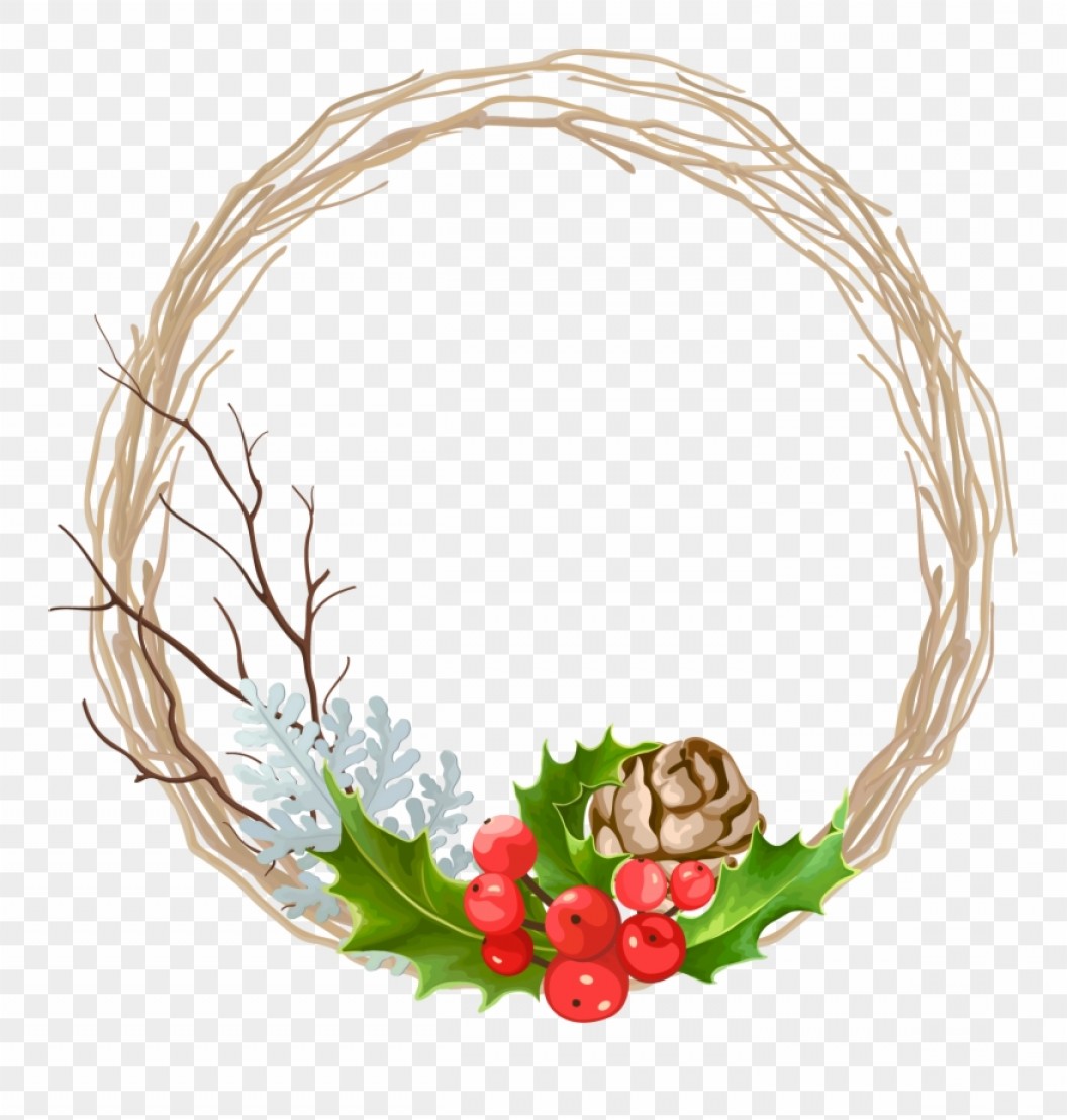 1056x1108 Holly Garland Png Vector Soidergi