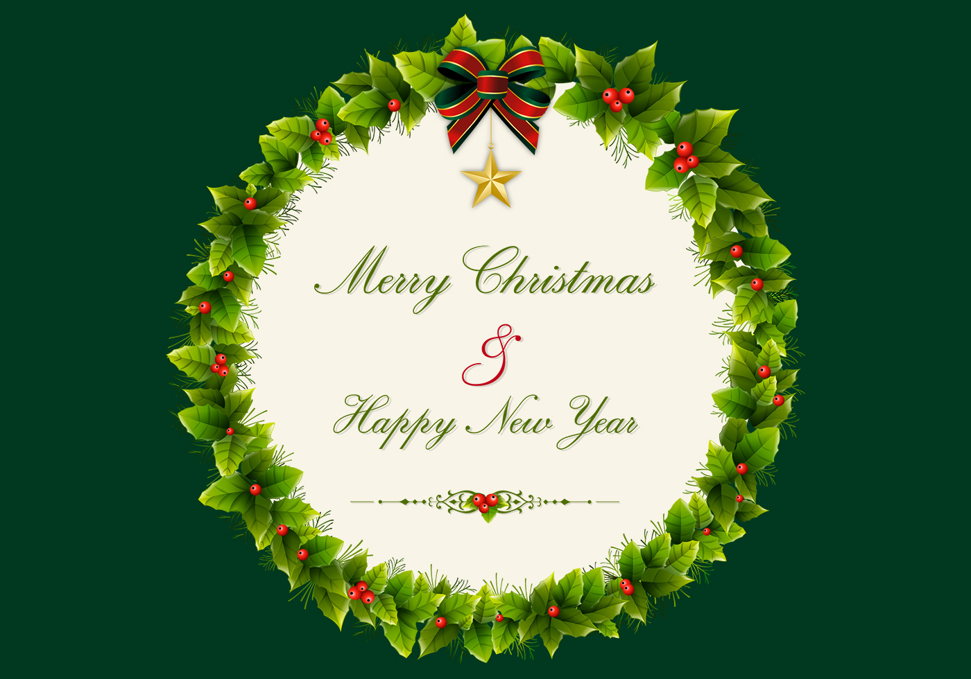 1400x980 Holly Wreath Free Vector Art