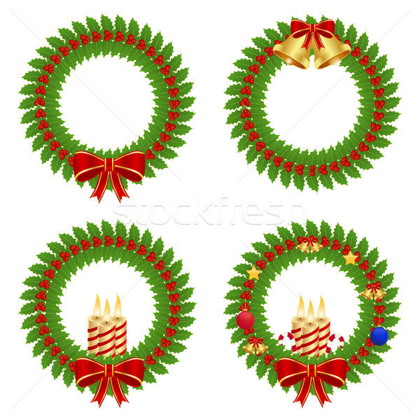 600x600 Holly Wreath Vector Illustration