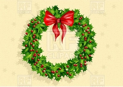 400x284 Holly Wreath With Bow Vector Image Of Objects Arkela