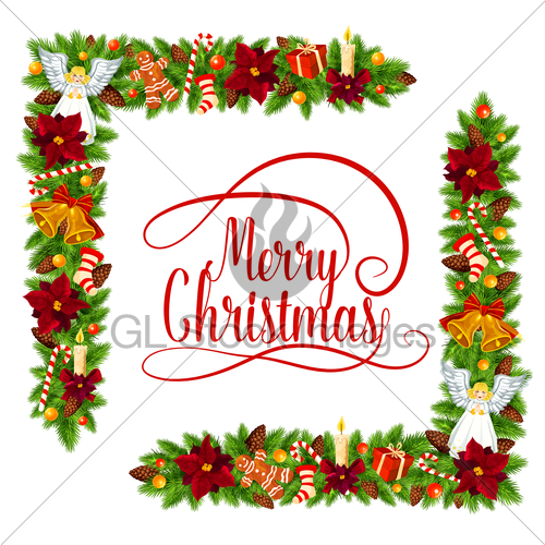 500x500 Merry Christmas Vector Holly Wreath Decoration Gl Stock Images