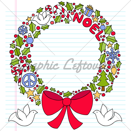 500x500 Notebook Doodles Christmas Holiday Wreath Vector Illustra Gl