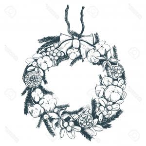 300x300 Set Of Christmas Holly Wreath Vector Hoodamathrun
