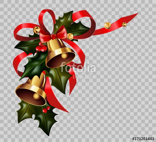500x453 Christmas Decoration Holly Wreath Bow Gold Bells Element Vector