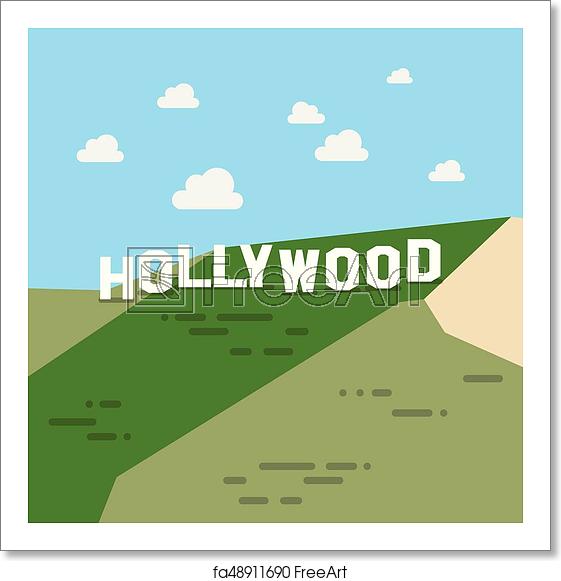 561x581 Free Art Print Of Hollywood Sign Hollywood Sign In Flat Style
