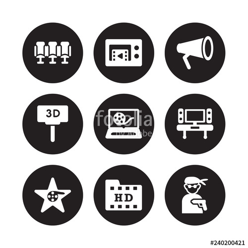 Vector Icon Set Movie Theater, Player, Hollywood Star, Home 500x500 Vector Icon Set Movie Theater, Player, Hollywood Star, Home