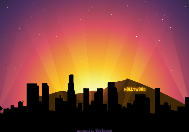 632x443 Free Vector Hollywood Skyline At Sunset Free Vector Download