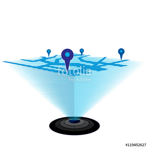 500x500 Hologram Map Marker, Hologram Vector Illustration Stock Image