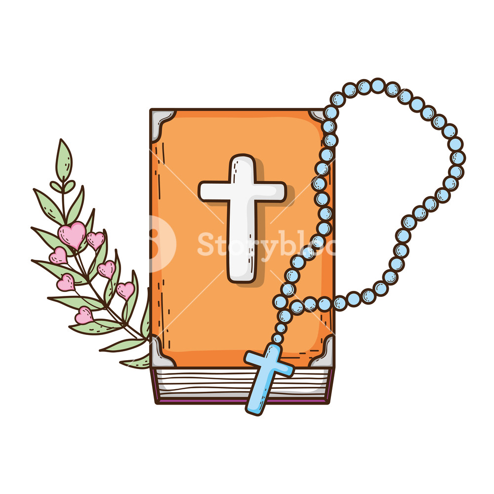 1000x1000 Holy Bible Book With Rosary Vector Illustration Design Royalty