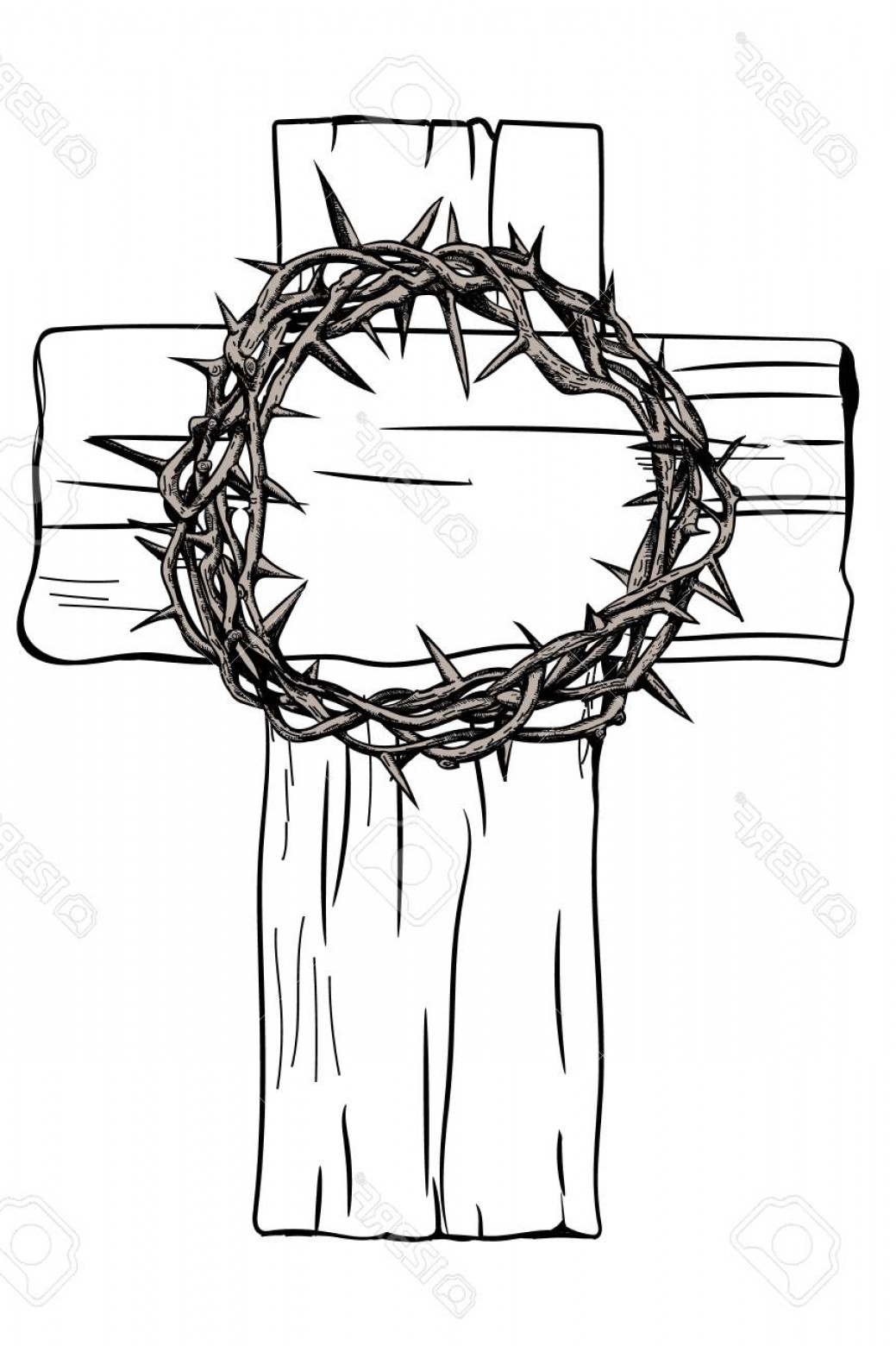 Photostock Vector A Holy Cross And A Crown Of Thorns 1039x1560 Photostock Vector A Holy Cross And A Crown Of Thorns