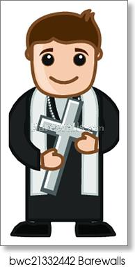 Priest Holding A Holy Cross Vector, Art Print Barewalls Posters 194x382 Priest Holding A Holy Cross Vector, Art Print Barewalls Posters